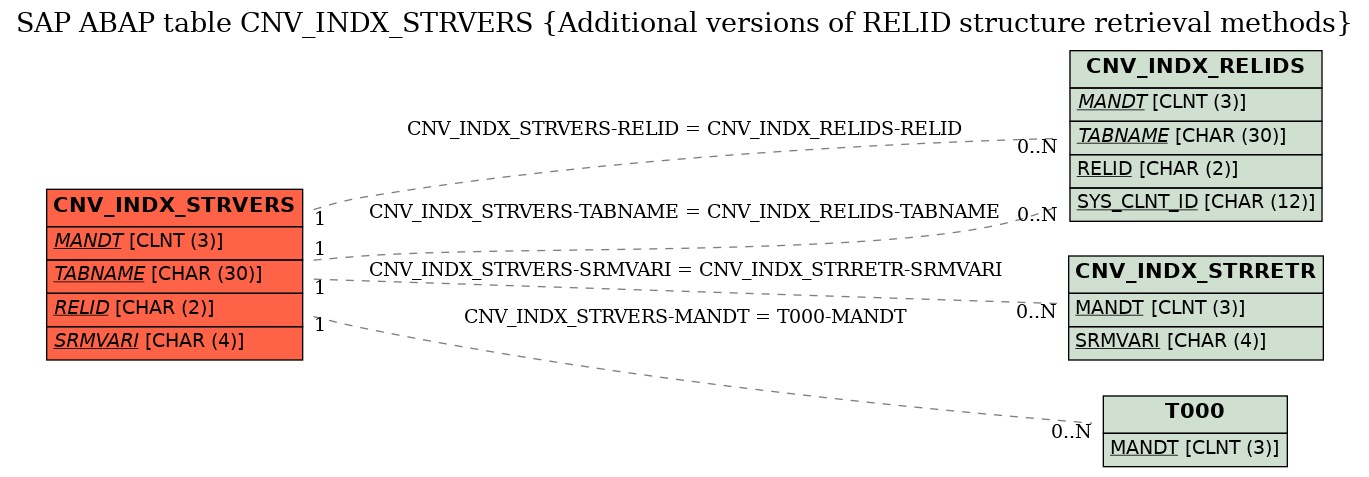 E-R Diagram for table CNV_INDX_STRVERS (Additional versions of RELID structure retrieval methods)