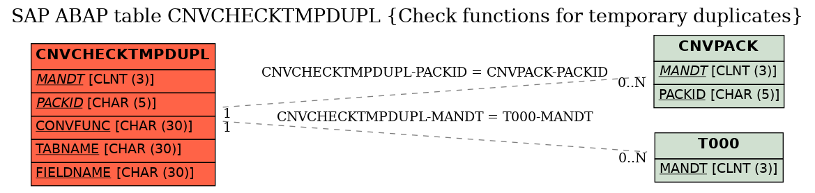 E-R Diagram for table CNVCHECKTMPDUPL (Check functions for temporary duplicates)