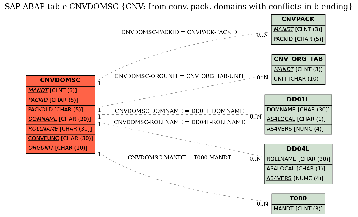 E-R Diagram for table CNVDOMSC (CNV: from conv. pack. domains with conflicts in blending)