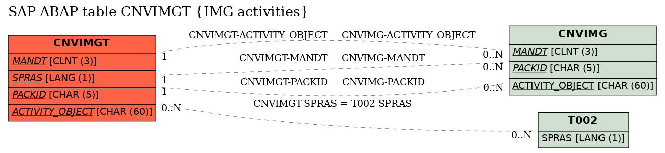 E-R Diagram for table CNVIMGT (IMG activities)