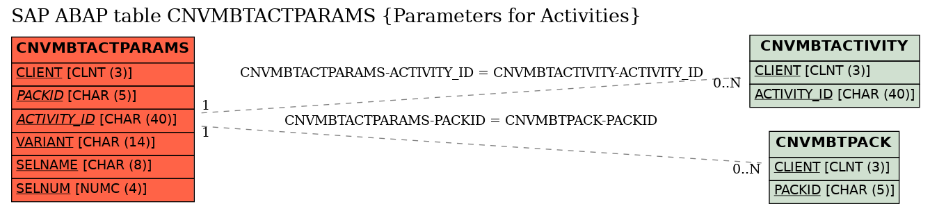 E-R Diagram for table CNVMBTACTPARAMS (Parameters for Activities)