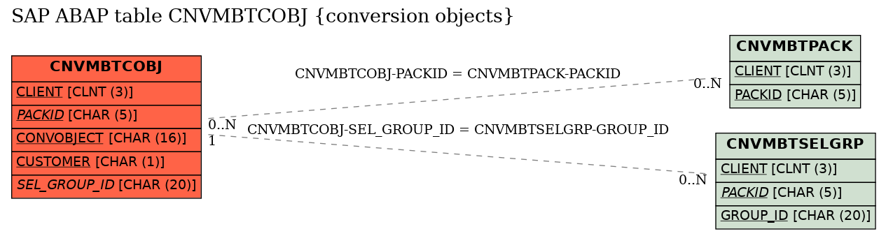 E-R Diagram for table CNVMBTCOBJ (conversion objects)