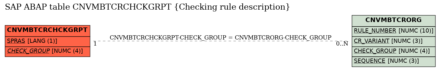 E-R Diagram for table CNVMBTCRCHCKGRPT (Checking rule description)