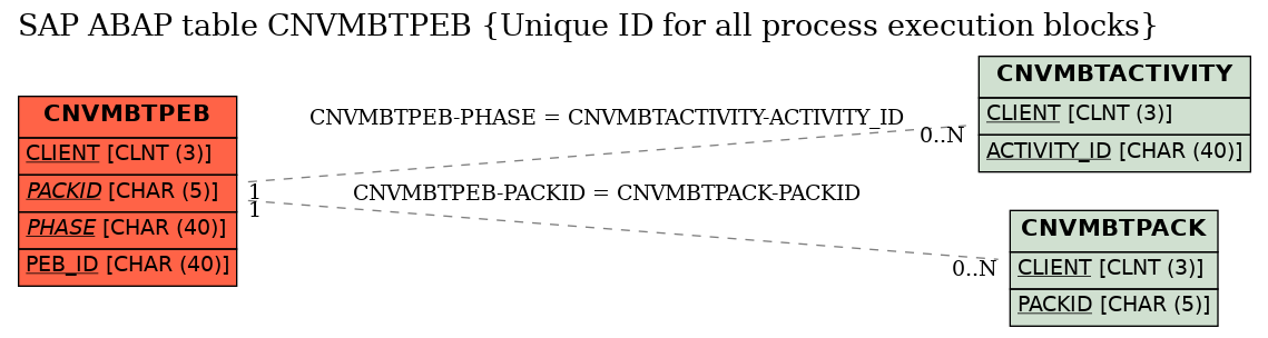 E-R Diagram for table CNVMBTPEB (Unique ID for all process execution blocks)