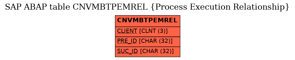 E-R Diagram for table CNVMBTPEMREL (Process Execution Relationship)
