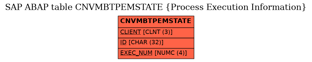 E-R Diagram for table CNVMBTPEMSTATE (Process Execution Information)