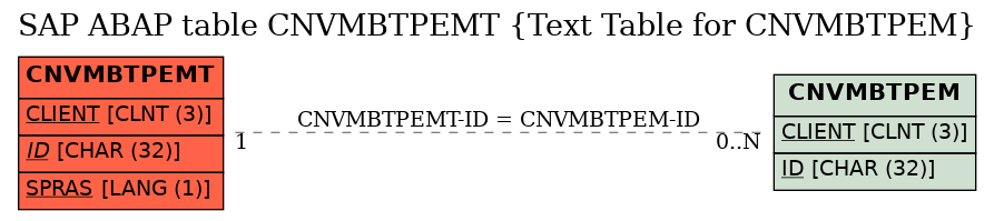 E-R Diagram for table CNVMBTPEMT (Text Table for CNVMBTPEM)