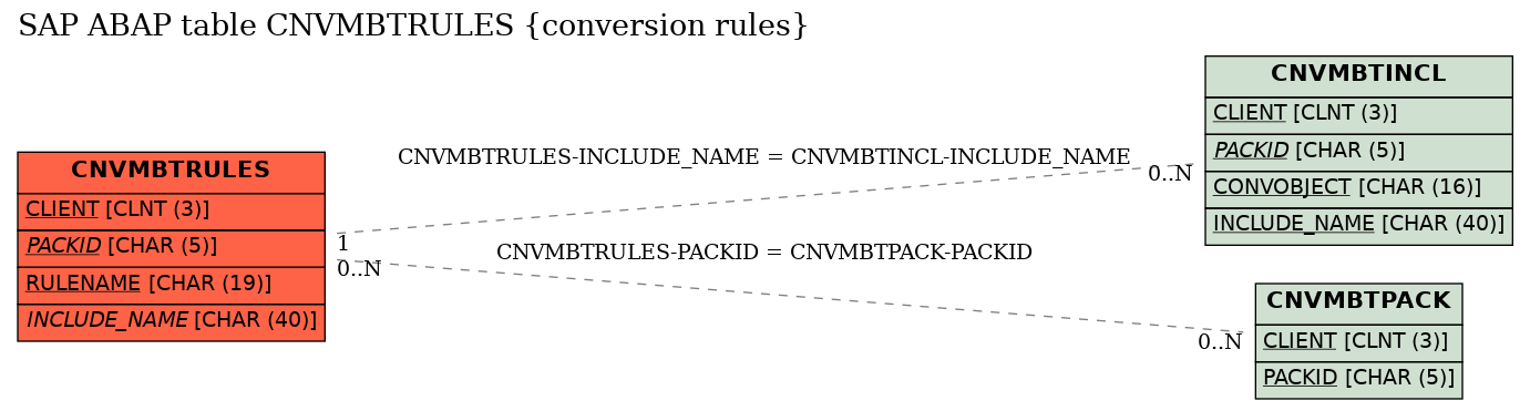 E-R Diagram for table CNVMBTRULES (conversion rules)