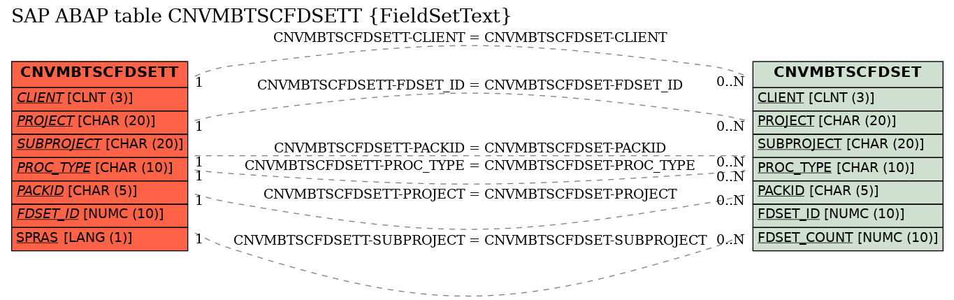 E-R Diagram for table CNVMBTSCFDSETT (FieldSetText)