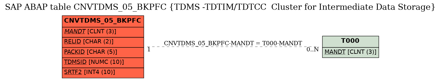 E-R Diagram for table CNVTDMS_05_BKPFC (TDMS -TDTIM/TDTCC  Cluster for Intermediate Data Storage)