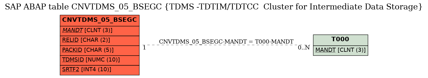 E-R Diagram for table CNVTDMS_05_BSEGC (TDMS -TDTIM/TDTCC  Cluster for Intermediate Data Storage)