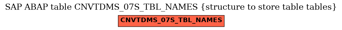 E-R Diagram for table CNVTDMS_07S_TBL_NAMES (structure to store table tables)