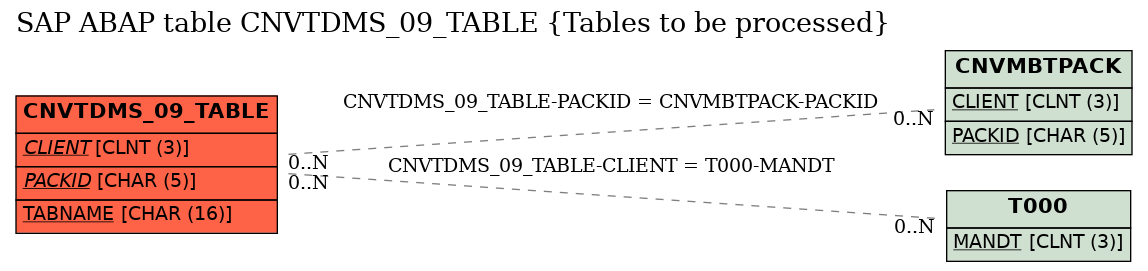 E-R Diagram for table CNVTDMS_09_TABLE (Tables to be processed)