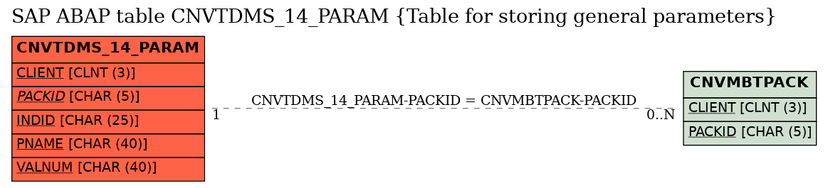 E-R Diagram for table CNVTDMS_14_PARAM (Table for storing general parameters)