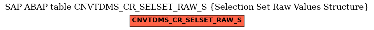 E-R Diagram for table CNVTDMS_CR_SELSET_RAW_S (Selection Set Raw Values Structure)