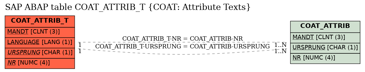 E-R Diagram for table COAT_ATTRIB_T (COAT: Attribute Texts)