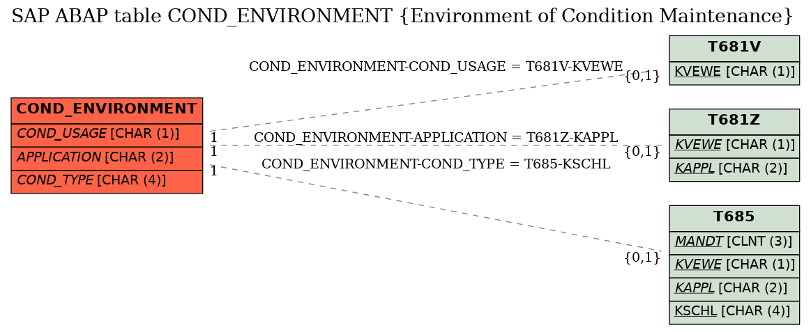 E-R Diagram for table COND_ENVIRONMENT (Environment of Condition Maintenance)