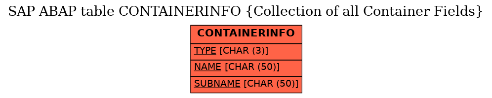 E-R Diagram for table CONTAINERINFO (Collection of all Container Fields)