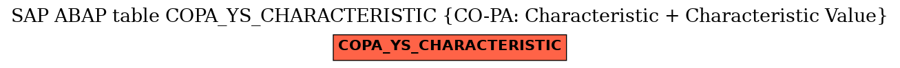 E-R Diagram for table COPA_YS_CHARACTERISTIC (CO-PA: Characteristic + Characteristic Value)