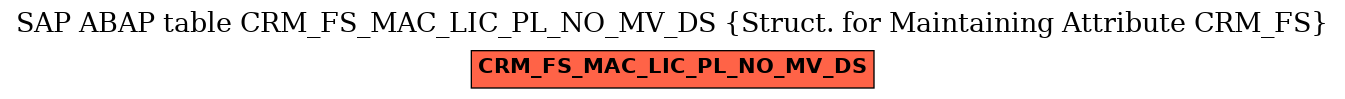 E-R Diagram for table CRM_FS_MAC_LIC_PL_NO_MV_DS (Struct. for Maintaining Attribute CRM_FS)