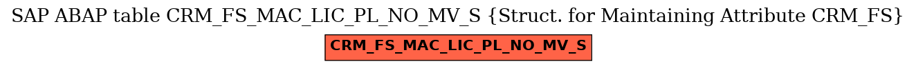 E-R Diagram for table CRM_FS_MAC_LIC_PL_NO_MV_S (Struct. for Maintaining Attribute CRM_FS)