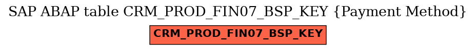 E-R Diagram for table CRM_PROD_FIN07_BSP_KEY (Payment Method)