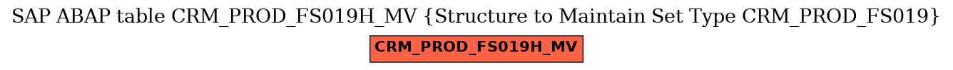 E-R Diagram for table CRM_PROD_FS019H_MV (Structure to Maintain Set Type CRM_PROD_FS019)