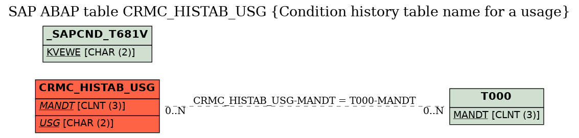 E-R Diagram for table CRMC_HISTAB_USG (Condition history table name for a usage)