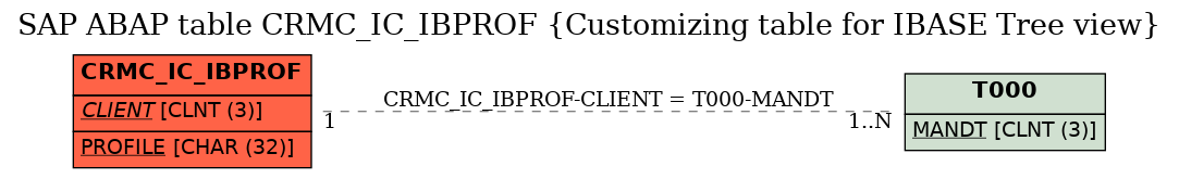 E-R Diagram for table CRMC_IC_IBPROF (Customizing table for IBASE Tree view)