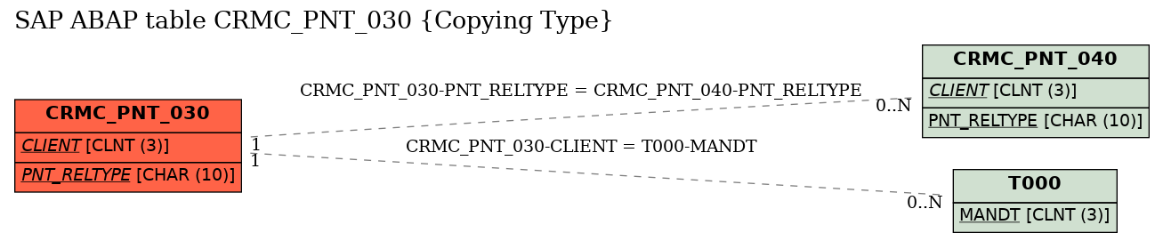 E-R Diagram for table CRMC_PNT_030 (Copying Type)