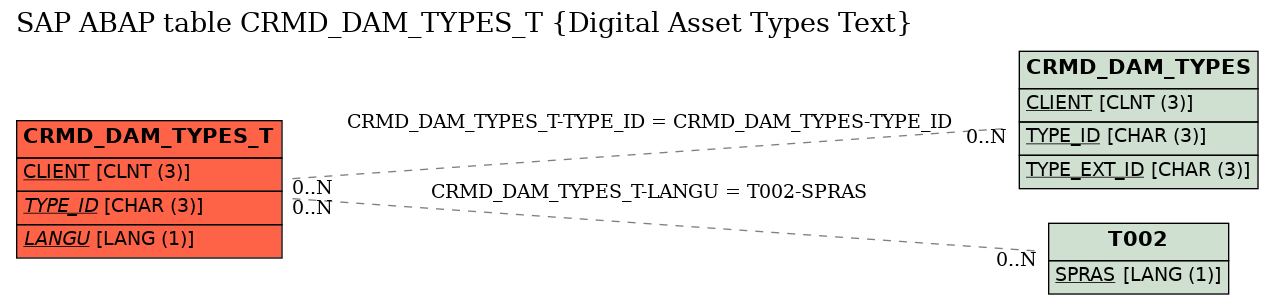 E-R Diagram for table CRMD_DAM_TYPES_T (Digital Asset Types Text)