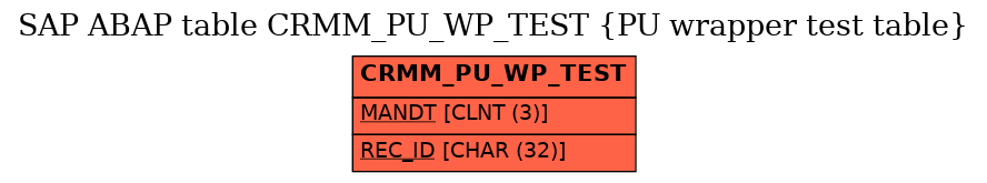 E-R Diagram for table CRMM_PU_WP_TEST (PU wrapper test table)