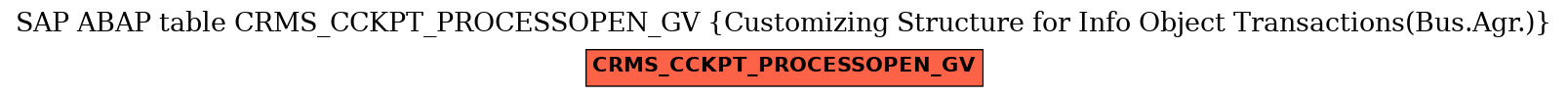 E-R Diagram for table CRMS_CCKPT_PROCESSOPEN_GV (Customizing Structure for Info Object Transactions(Bus.Agr.))