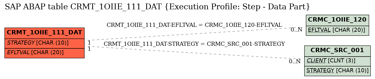 E-R Diagram for table CRMT_1OIIE_111_DAT (Execution Profile: Step - Data Part)
