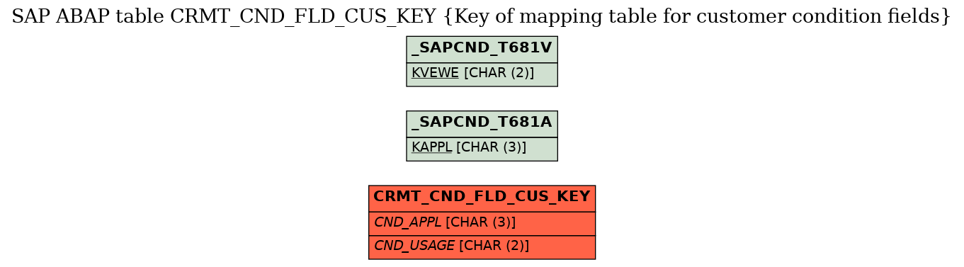 E-R Diagram for table CRMT_CND_FLD_CUS_KEY (Key of mapping table for customer condition fields)