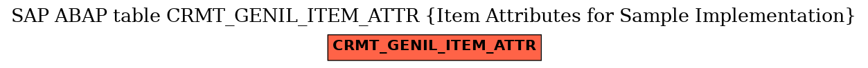 E-R Diagram for table CRMT_GENIL_ITEM_ATTR (Item Attributes for Sample Implementation)
