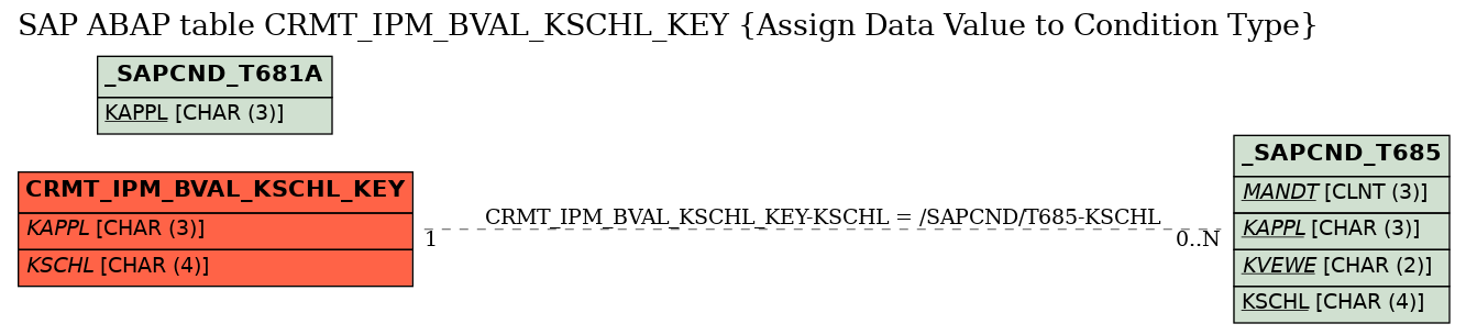 E-R Diagram for table CRMT_IPM_BVAL_KSCHL_KEY (Assign Data Value to Condition Type)