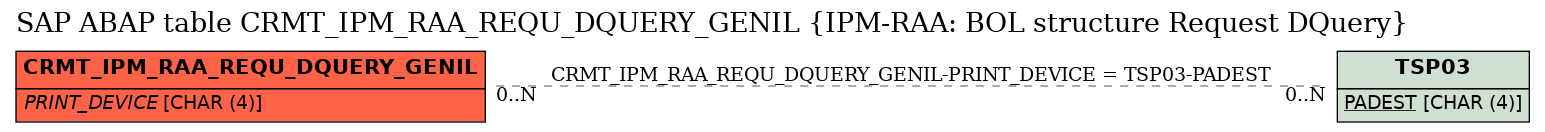 E-R Diagram for table CRMT_IPM_RAA_REQU_DQUERY_GENIL (IPM-RAA: BOL structure Request DQuery)