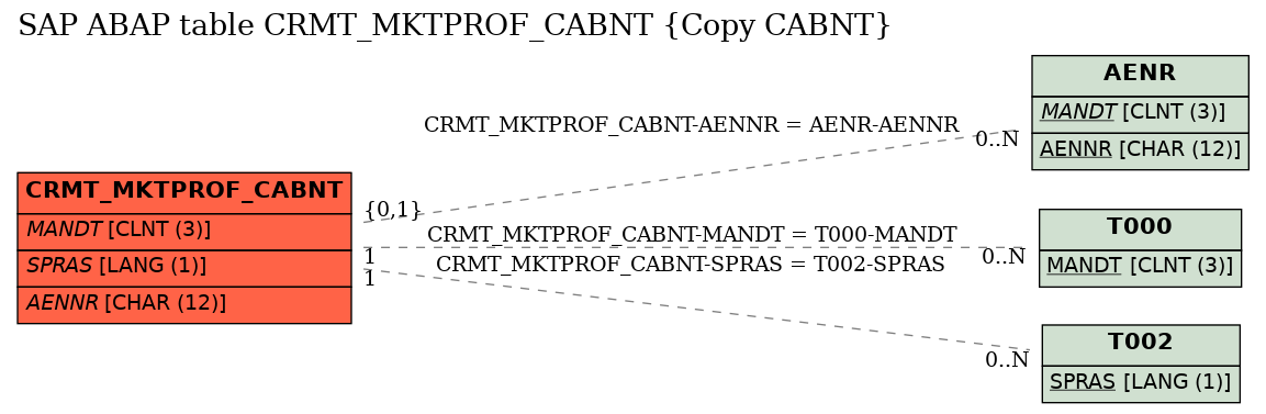 E-R Diagram for table CRMT_MKTPROF_CABNT (Copy CABNT)