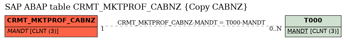 E-R Diagram for table CRMT_MKTPROF_CABNZ (Copy CABNZ)