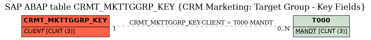 E-R Diagram for table CRMT_MKTTGGRP_KEY (CRM Marketing: Target Group - Key Fields)