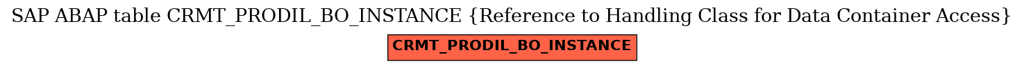 E-R Diagram for table CRMT_PRODIL_BO_INSTANCE (Reference to Handling Class for Data Container Access)