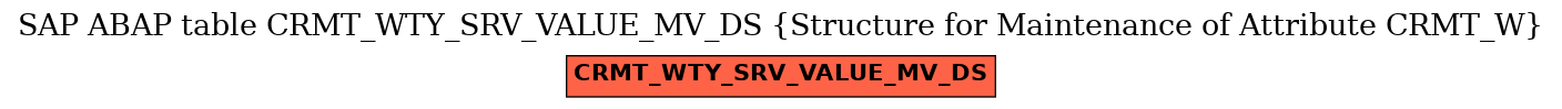 E-R Diagram for table CRMT_WTY_SRV_VALUE_MV_DS (Structure for Maintenance of Attribute CRMT_W)