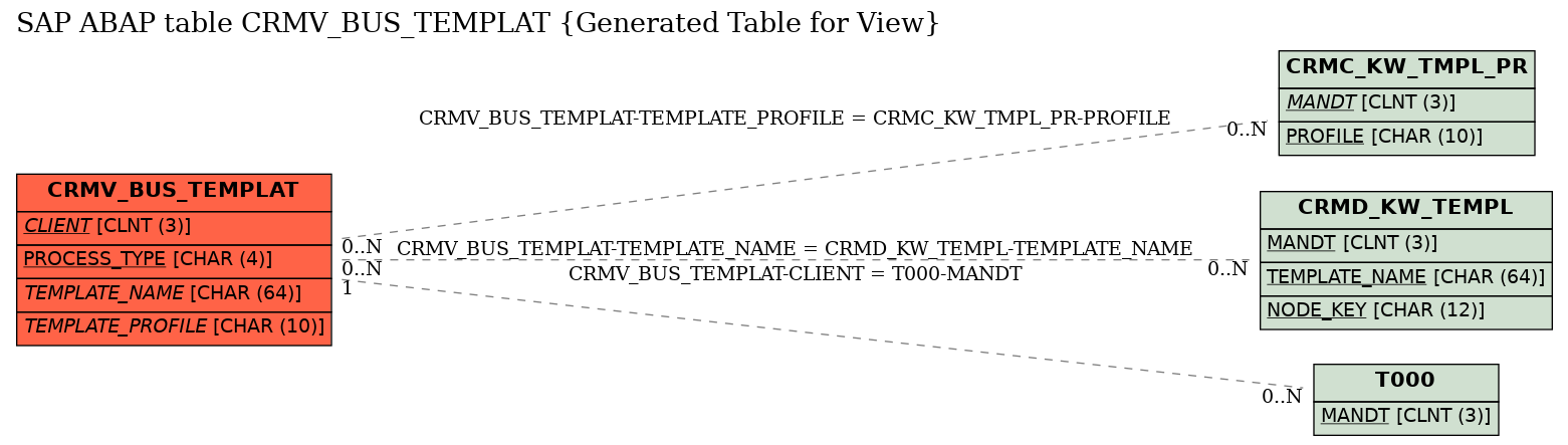 E-R Diagram for table CRMV_BUS_TEMPLAT (Generated Table for View)