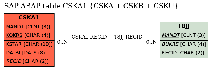 E-R Diagram for table CSKA1 (CSKA + CSKB + CSKU)