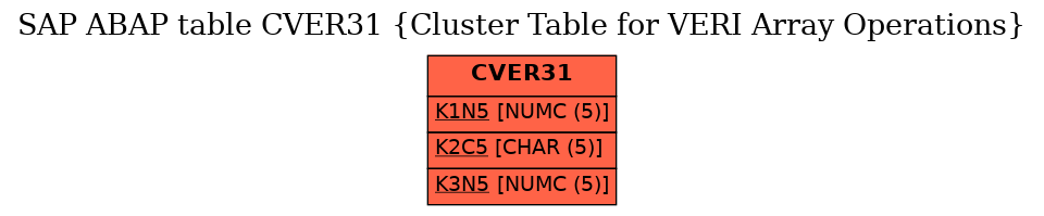 E-R Diagram for table CVER31 (Cluster Table for VERI Array Operations)