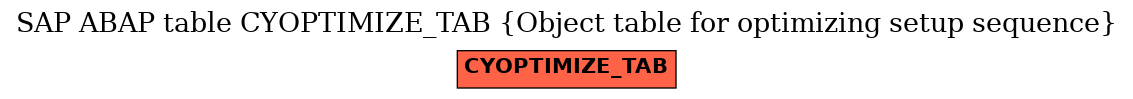 E-R Diagram for table CYOPTIMIZE_TAB (Object table for optimizing setup sequence)