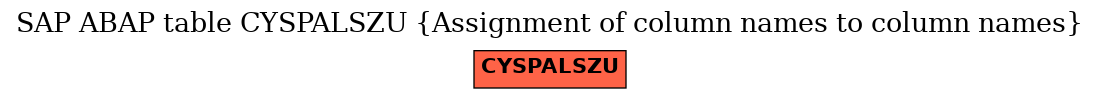 E-R Diagram for table CYSPALSZU (Assignment of column names to column names)