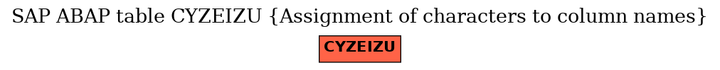 E-R Diagram for table CYZEIZU (Assignment of characters to column names)