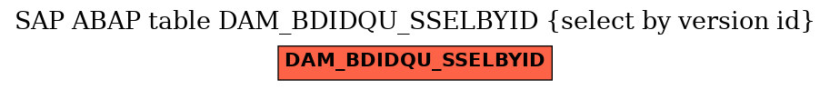 E-R Diagram for table DAM_BDIDQU_SSELBYID (select by version id)